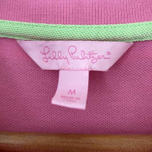 Lilly Pulitzer Pink Island Polo Shirt Short Sleeve Pima Cotton Blend Y2K Size M - Picture 2 of 7